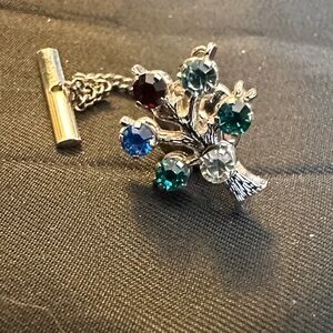 Vintage ANSON Sterling Silver Family Tree Tie Tack Pin 4.2g